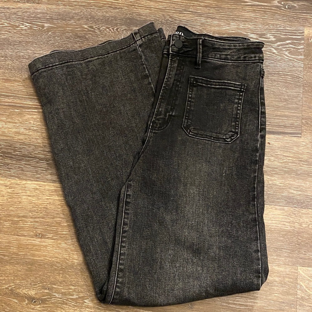 JBD (just black denim) women’s wide leg washed black denim jeans
